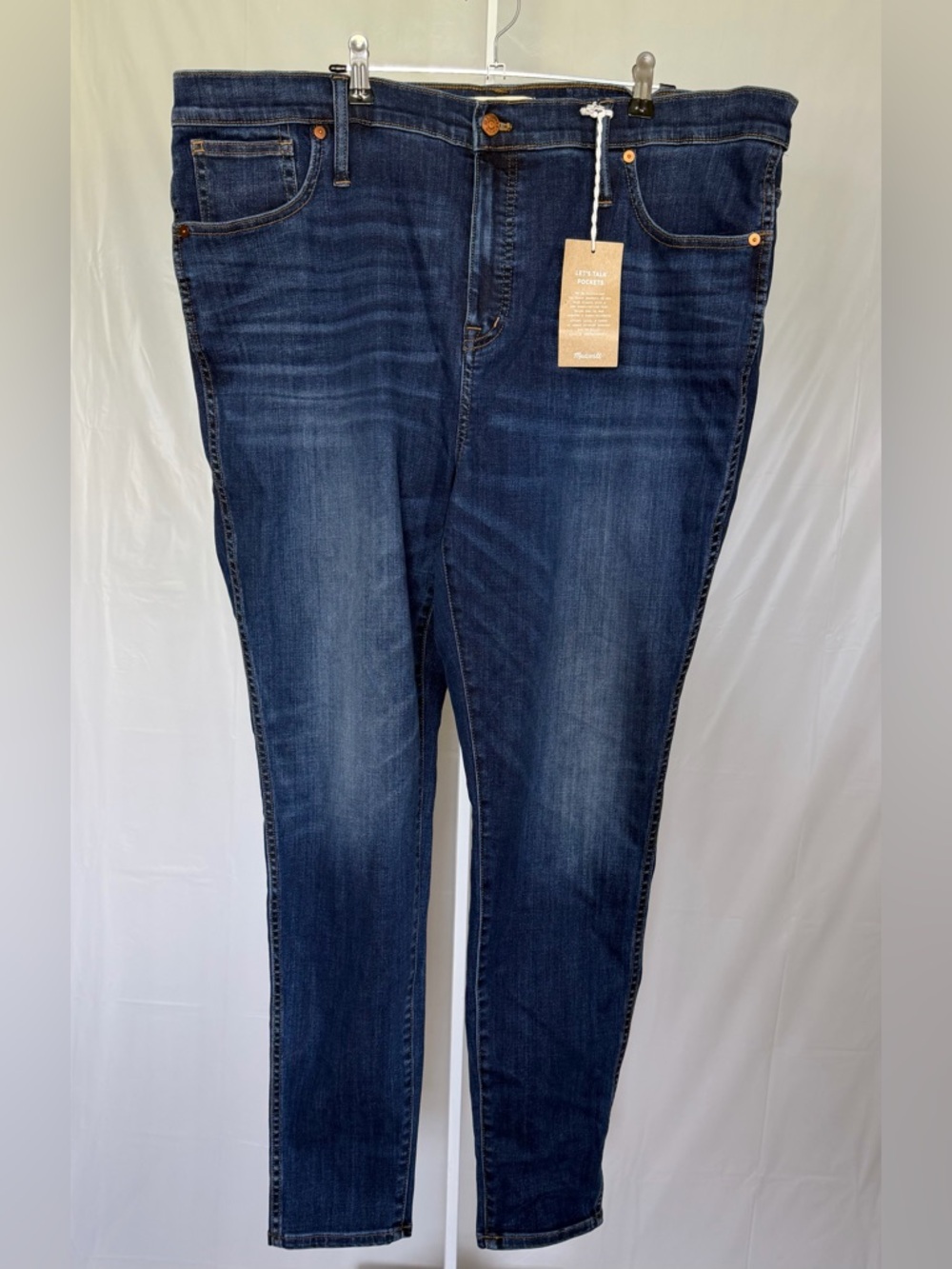 Madewell 10” High Rise Skinny Jeans Size 35 Tall Dark Wash Stretch Denim